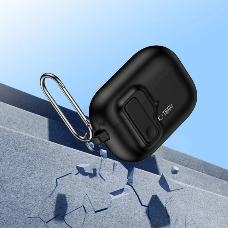 Tech-Protect Slim Hook maciņš ar karabīni Apple AirPods Pro 1 / 2, melns