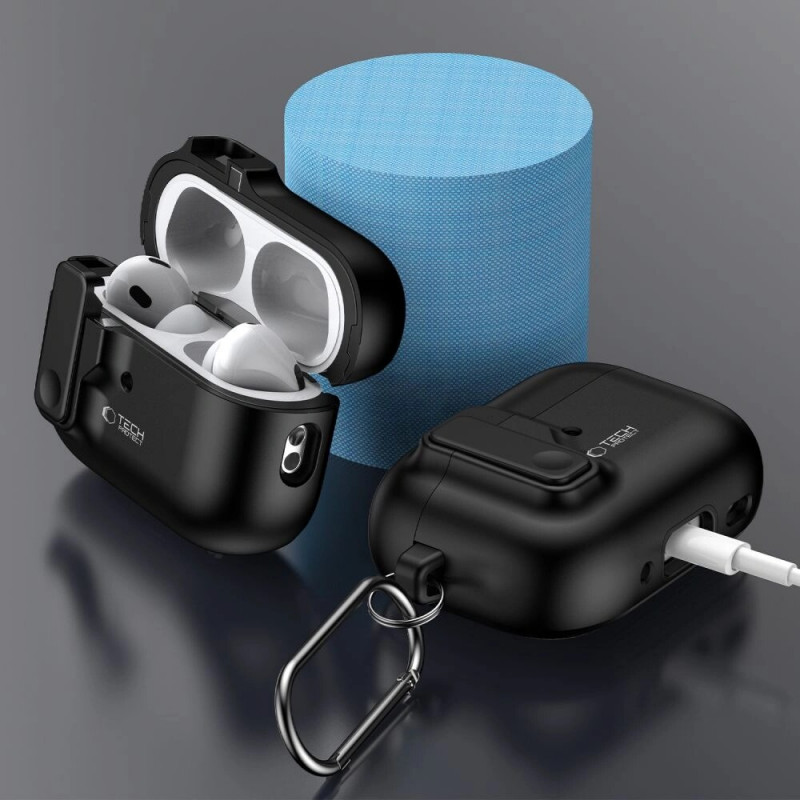 Tech-Protect Slim Hook maciņš ar karabīni Apple AirPods Pro 1 / 2, melns