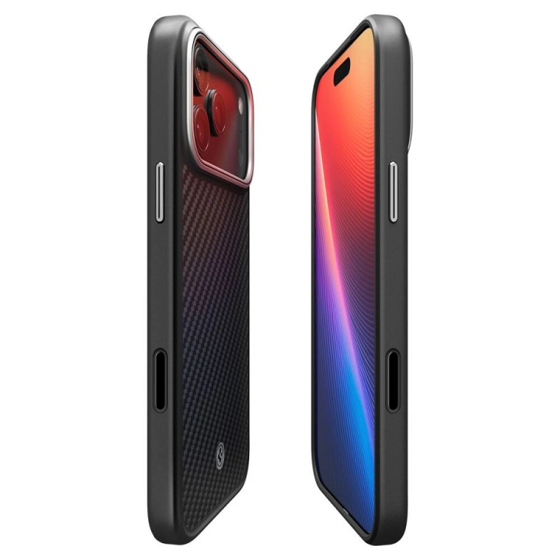 Spigen Enzo Aramid T Mag MagSafe vāciņš Apple iPhone 17 Pro / 18 Pro, melns/sudrabs