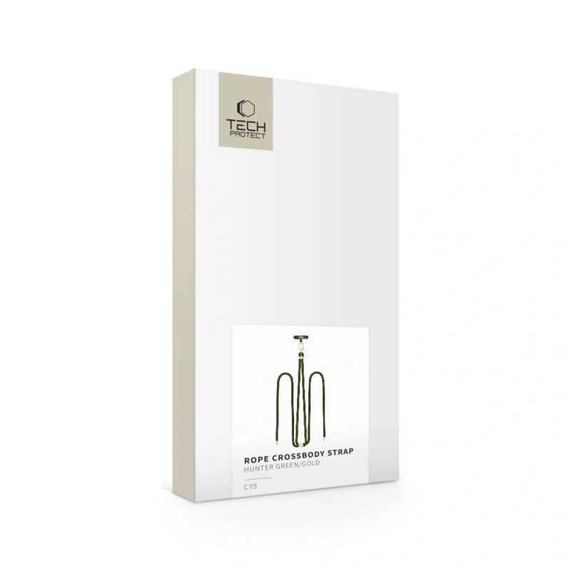 Tech-Protect C7S Rope Crossbody telefona siksniņa, Hunter Green/zelta