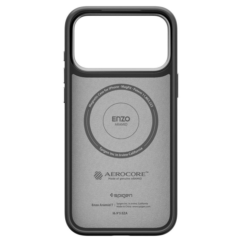 Spigen Enzo Aramid T Mag MagSafe vāciņš Apple iPhone 17 Pro Max / 18 Pro Max, melns/sudrabs