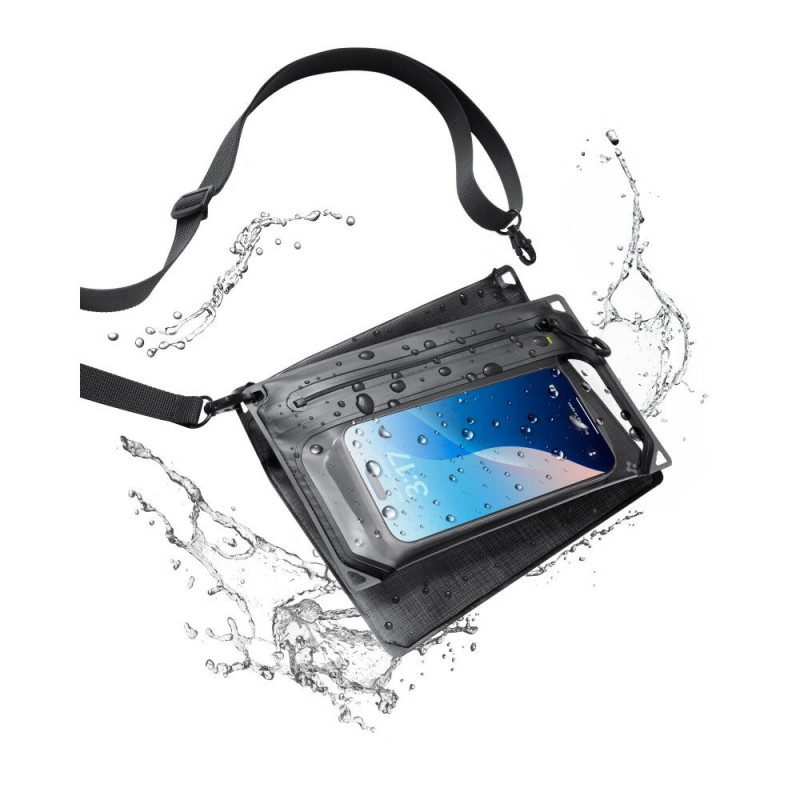 Spigen A640 universālā ūdensnecaurlaidīgā soma ar šķērssiksnu, melna