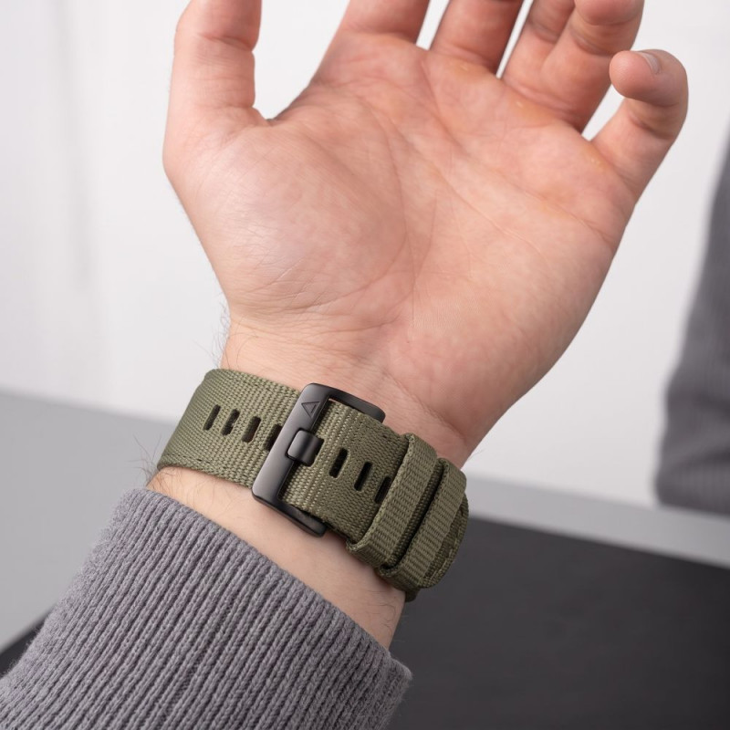 Tech-Protect Nylon Classic pulksteņa siksna Garmin Fenix 5X / 5X Plus / 6X / 6X Pro / 7X / 8 / 8 Pro / 9 / 9 Pro 47 mm, Military Green