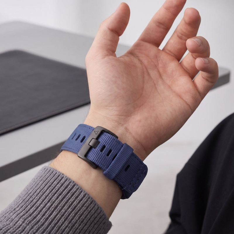 Tech-Protect Nylon Classic pulksteņa siksniņa Garmin Fenix 5X / 5X Plus / 6X / 6X Pro / 7X / 8 / 8 Pro / 9 / 9 Pro 47 mm, Midnight Navy