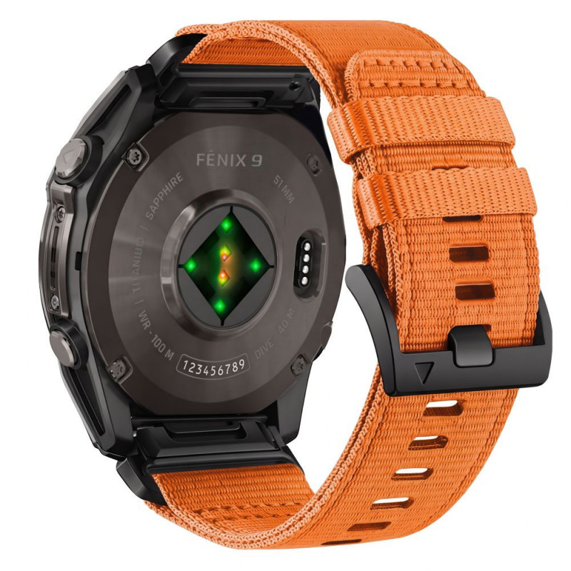 Tech-Protect Nylon Classic pulksteņa siksniņa Garmin Fenix 5X / 5X Plus / 6X / 6X Pro / 7X / 8 / 8 Pro / 9 / 9 Pro 47 mm, Signal Orange
