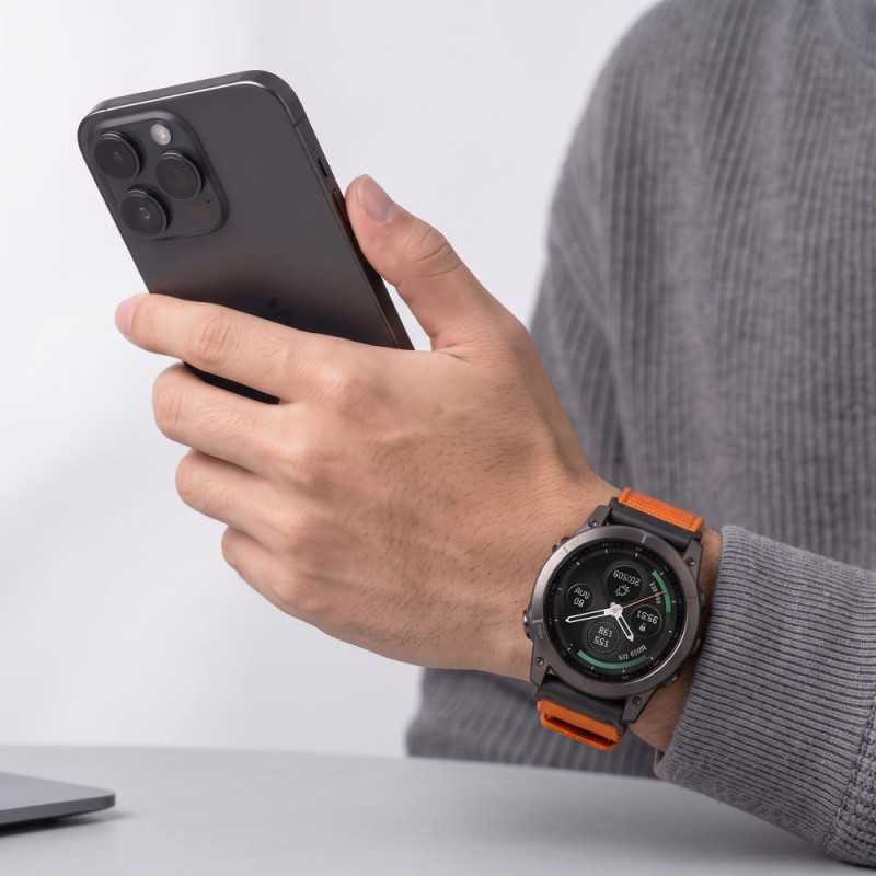 Tech-Protect Nylon Classic pulksteņa siksniņa Garmin Fenix 5X / 5X Plus / 6X / 6X Pro / 7X / 8 / 8 Pro / 9 / 9 Pro 47 mm, Signal Orange