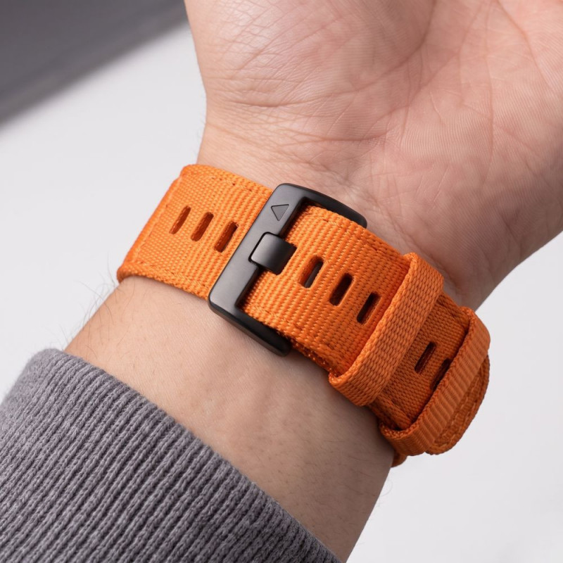 Tech-Protect Nylon Classic pulksteņa siksniņa Garmin Fenix 5X / 5X Plus / 6X / 6X Pro / 7X / 8 / 8 Pro / 9 / 9 Pro 47 mm, Signal Orange