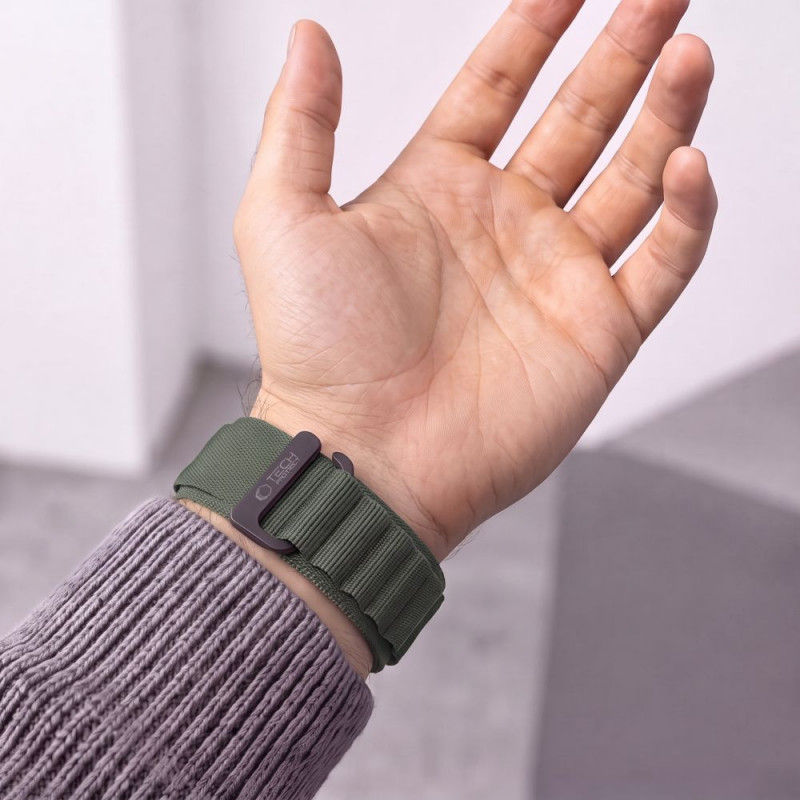 Tech-Protect Nylon Pro pulksteņa siksniņa Garmin Fenix 5X / 5X Plus / 6X / 6X Pro / 7X / 8 / 8 Pro / 9 / 9 Pro (47 mm), militāri zaļa