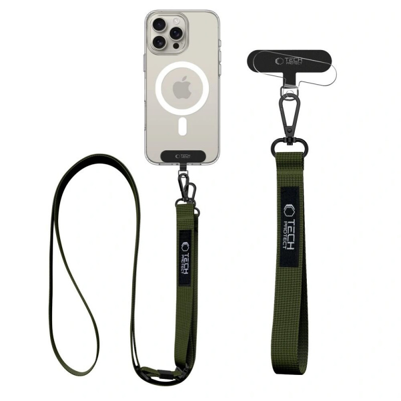 Tech-Protect C6S Rope Crossbody tālruņa aukla 2-in-1, Cargo Khaki (olīvu)