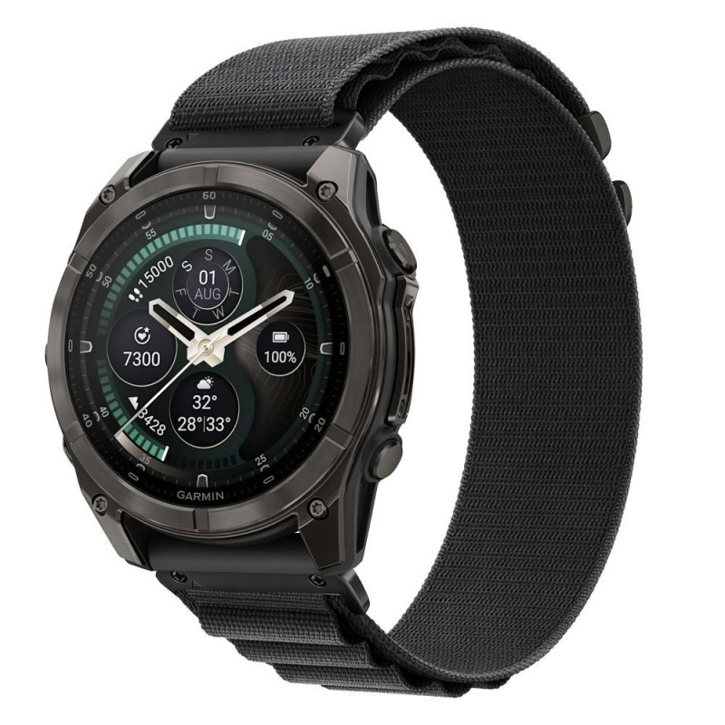 Tech-Protect Nylon Pro THP6035 pulksteņa siksna Garmin Fenix 5X / 5X Plus / 6X / 6X Pro / 7X / 8 / 8 Pro / 9 / 9 Pro (51 mm), melna