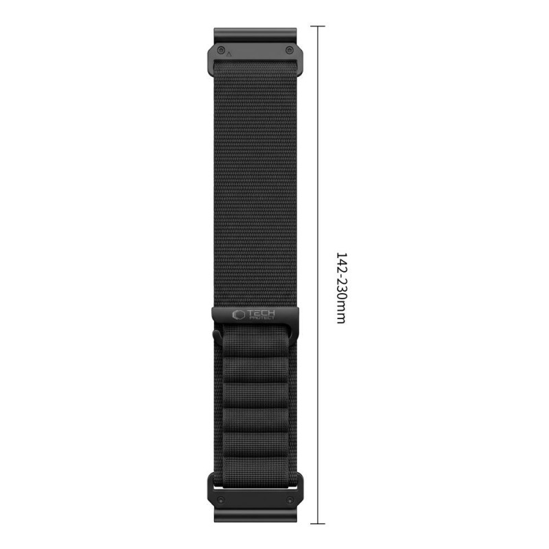 Tech-Protect Nylon Pro THP6035 pulksteņa siksna Garmin Fenix 5X / 5X Plus / 6X / 6X Pro / 7X / 8 / 8 Pro / 9 / 9 Pro (51 mm), melna