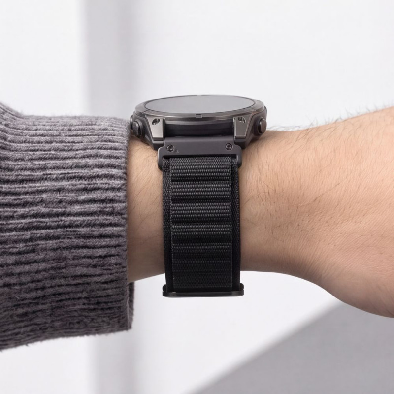 Tech-Protect Nylon Pro THP6035 pulksteņa siksna Garmin Fenix 5X / 5X Plus / 6X / 6X Pro / 7X / 8 / 8 Pro / 9 / 9 Pro (51 mm), melna