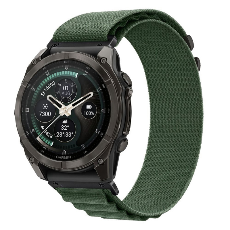 Tech-Protect Nylon Pro THP6036 pulksteņa siksna Garmin Fenix 5X / 5X Plus / 6X / 6X Pro / 7X / 8 / 8 Pro / 9 / 9 Pro (51 mm), militāri zaļa