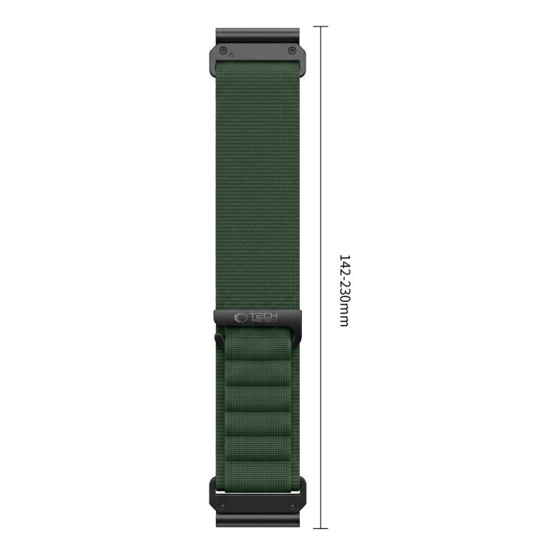 Tech-Protect Nylon Pro THP6036 pulksteņa siksna Garmin Fenix 5X / 5X Plus / 6X / 6X Pro / 7X / 8 / 8 Pro / 9 / 9 Pro (51 mm), militāri zaļa