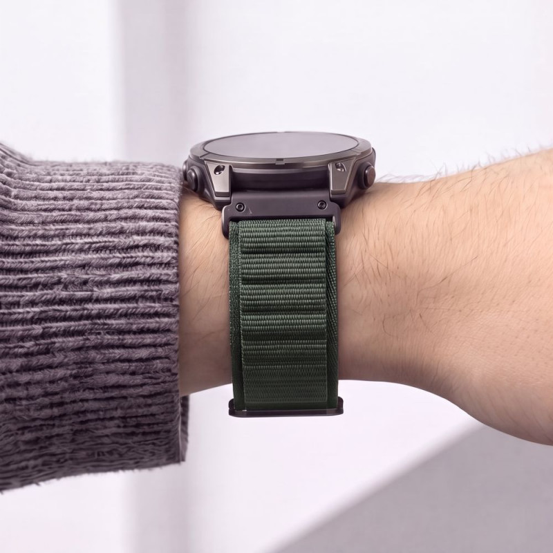 Tech-Protect Nylon Pro THP6036 pulksteņa siksna Garmin Fenix 5X / 5X Plus / 6X / 6X Pro / 7X / 8 / 8 Pro / 9 / 9 Pro (51 mm), militāri zaļa