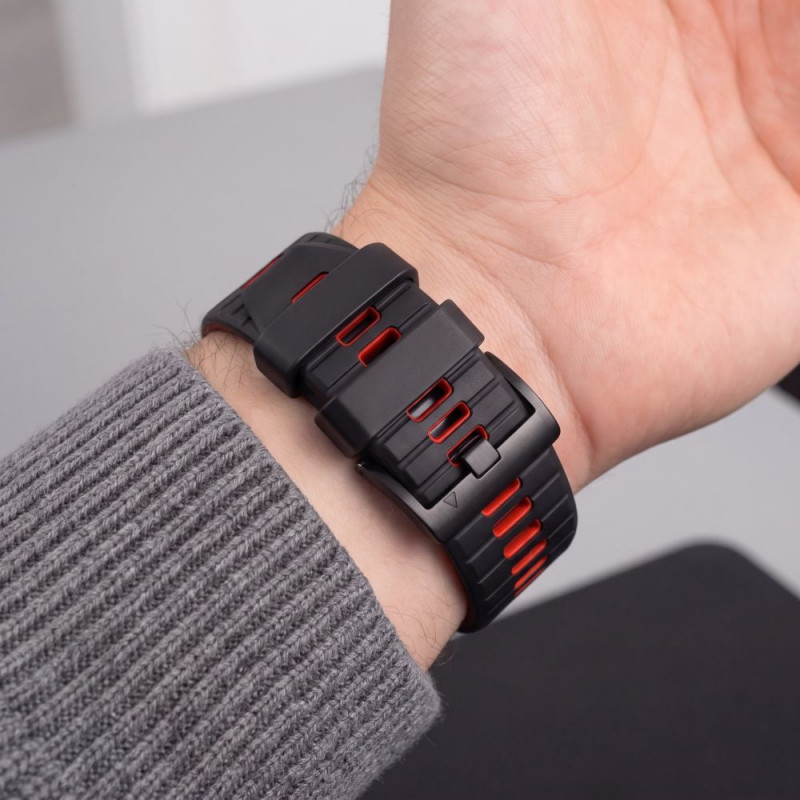 Tech-Protect Iconband Pro pulksteņa siksniņa Garmin Fenix 5X / 5X Plus / 6X / 6X Pro / 7X / 8 / 8 Pro / 9 / 9 Pro (47 mm), melna / sarkana