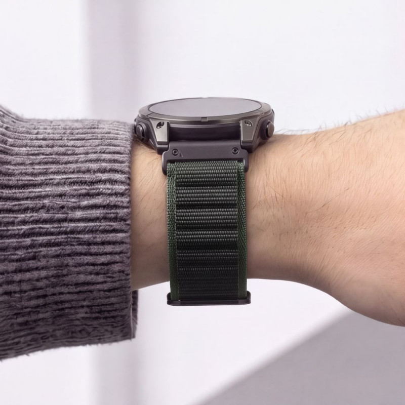 Tech-Protect Nylon Pro THP6034 pulksteņa siksniņa Garmin Fenix 5X / 5X Plus / 6X / 6X Pro / 7X / 8 / 8 Pro / 9 / 9 Pro (51 mm), zaļa / melna