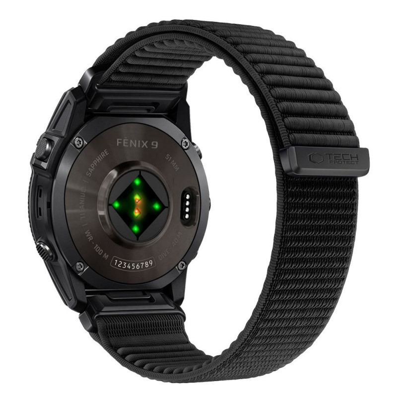 Tech-Protect NylonLoop THP6104 pulksteņa siksniņa Garmin Fenix 5X / 5X Plus / 6X / 6X Pro / 7X / 8 / 8 Pro / 9 / 9 Pro (51 mm), melna