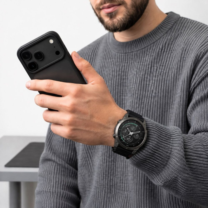 Tech-Protect NylonLoop THP6104 pulksteņa siksniņa Garmin Fenix 5X / 5X Plus / 6X / 6X Pro / 7X / 8 / 8 Pro / 9 / 9 Pro (51 mm), melna