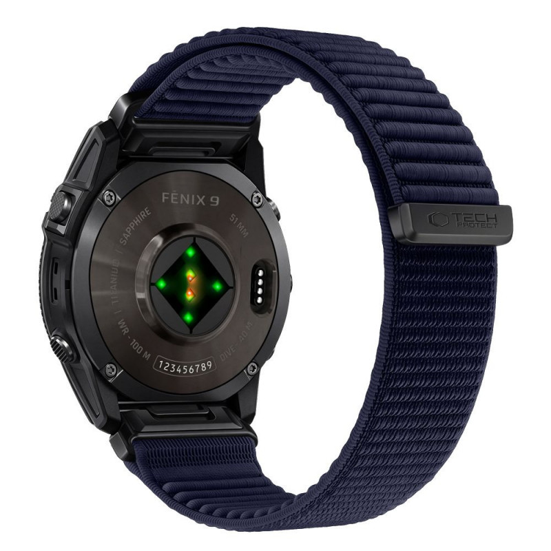 Tech-Protect NylonLoop THP6105 pulksteņa siksniņa Garmin Fenix 5X / 5X Plus / 6X / 6X Pro / 7X / 8 / 8 Pro / 9 / 9 Pro (51 mm), tumši zila