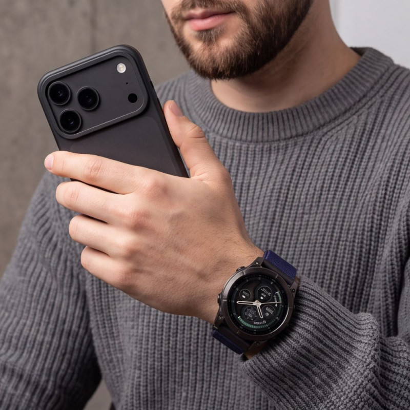 Tech-Protect NylonLoop THP6105 pulksteņa siksniņa Garmin Fenix 5X / 5X Plus / 6X / 6X Pro / 7X / 8 / 8 Pro / 9 / 9 Pro (51 mm), tumši zila