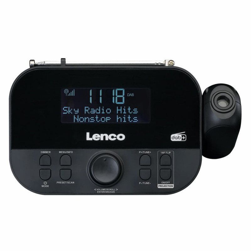Lenco CR-615BK radio modinātājs ar projekciju, DAB+/FM, melns