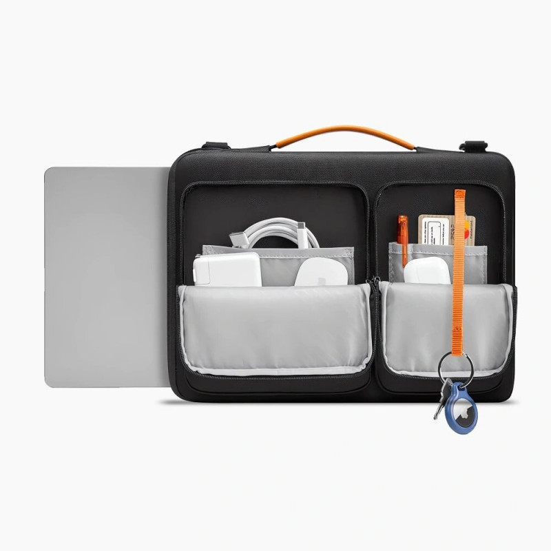Tech-Protect Defender Bag THP4355 klēpjdatora soma 13-14", melna/oranža