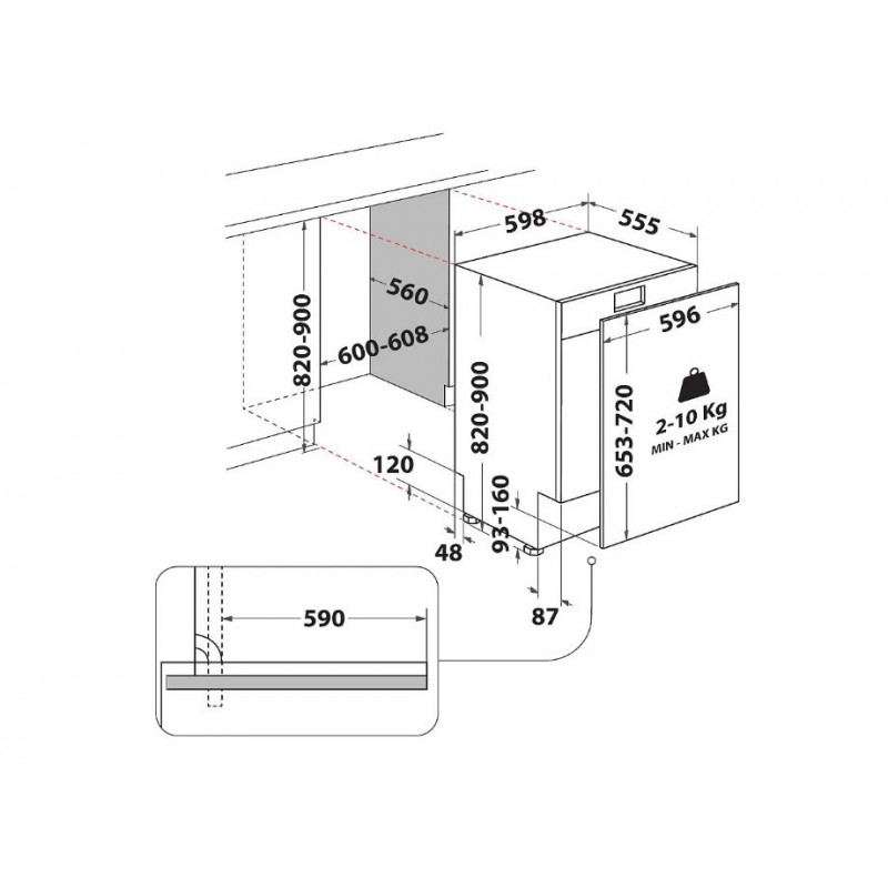 Whirlpool WH7ITD14C6N6 Iebūvējamā trauku mazgājamā mašīna, 60 cm, 46 dB, 14 vietu komplekti