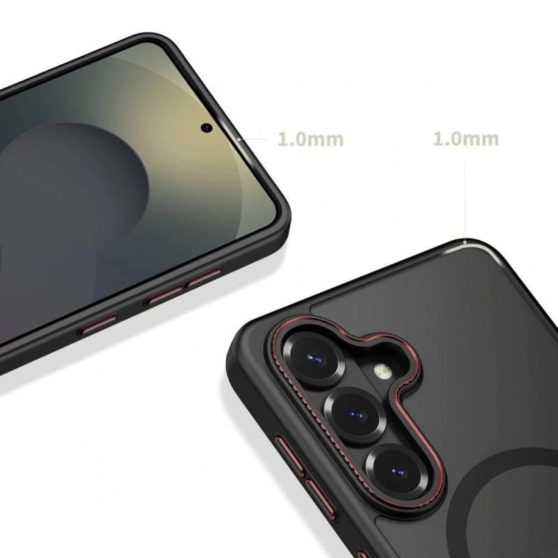 Tech-Protect MagCam MagSafe vāciņš Samsung Galaxy S26, matēts melns/sarkans