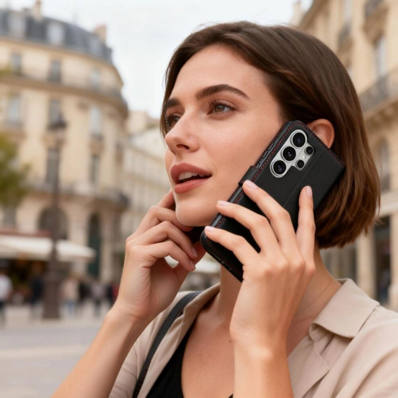Tech-Protect maciņa tipa vāciņš Samsung Galaxy S26 Ultra, melns/sarkans