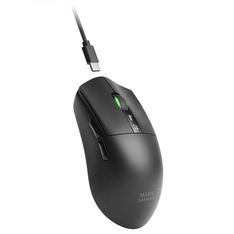 Mars Gaming MMW-ELITE bezvadu spēļu pele, 20000 DPI, Bluetooth 5.4, 2.4 GHz, melna