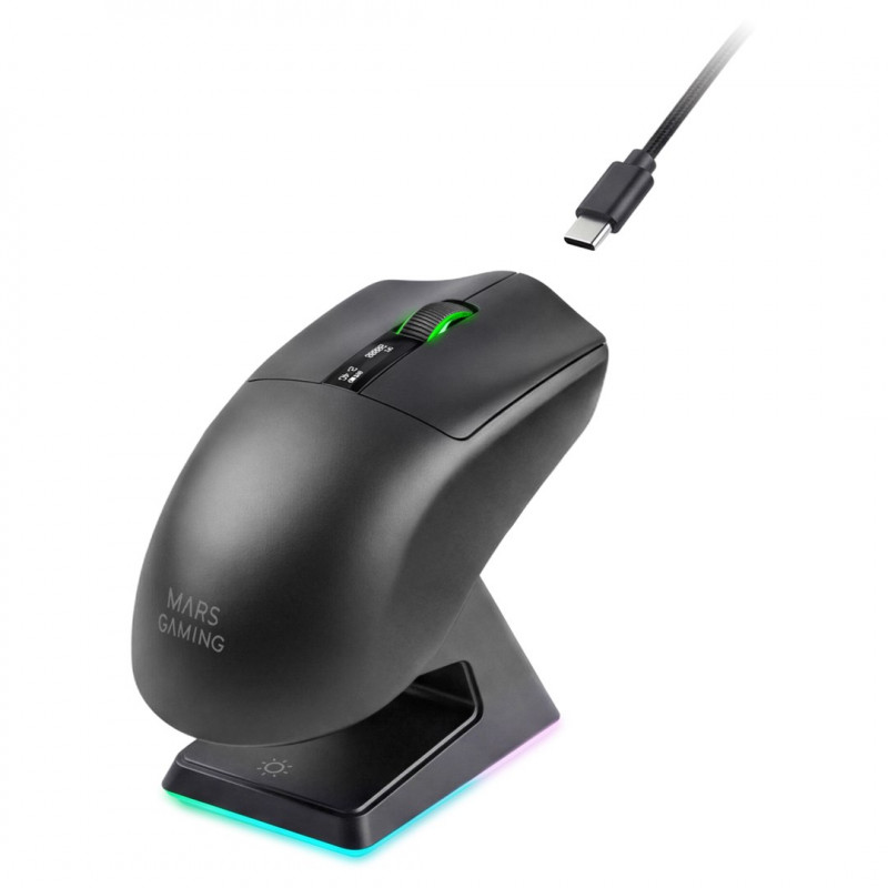 Mars Gaming MMW-ELITE bezvadu spēļu pele, 20000 DPI, Bluetooth 5.4, 2.4 GHz, melna