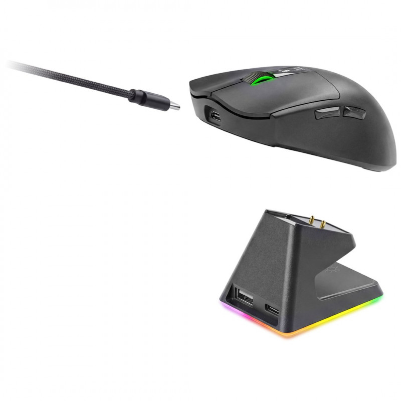 Mars Gaming MMW-ELITE bezvadu spēļu pele, 20000 DPI, Bluetooth 5.4, 2.4 GHz, melna
