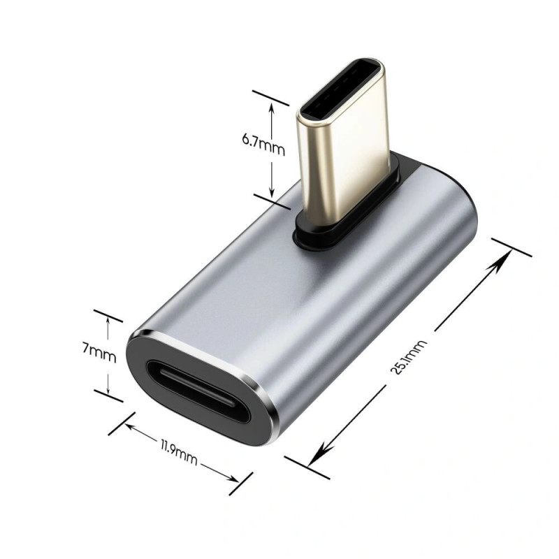 Tech-Protect UltraBoost AA03 USB-C leņķa adapteris, pelēks