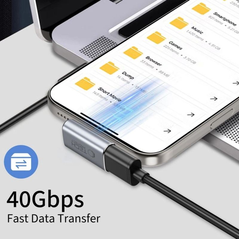 Tech-Protect UltraBoost AA03 USB-C leņķa adapteris, pelēks