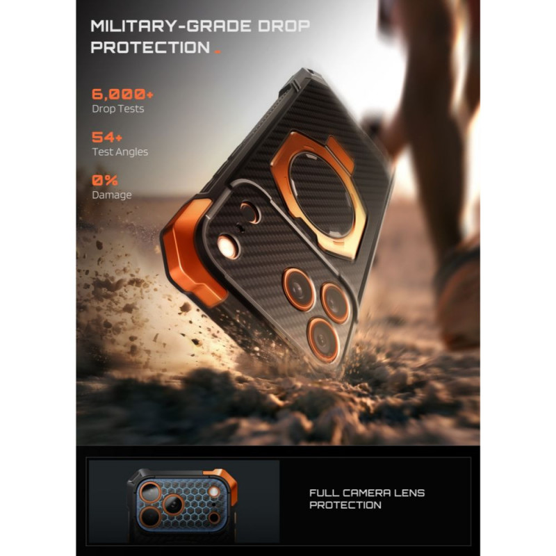 Supcase UB Grip Mag MagSafe Aramid vāciņš Apple iPhone 17 Pro Max / 18 Pro Max, melns/oranžs