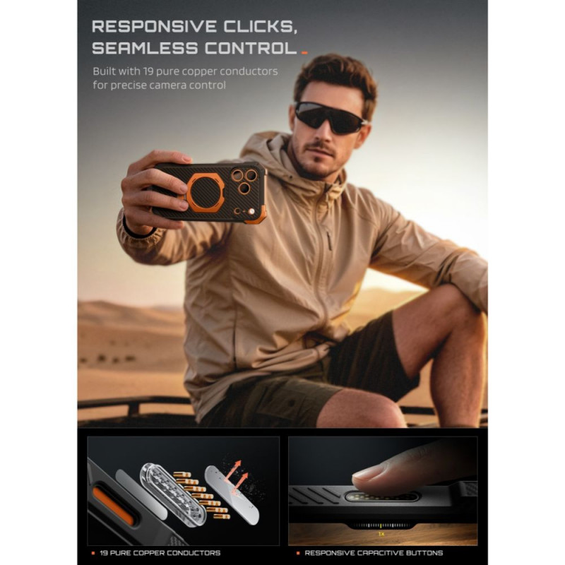 Supcase UB Grip Mag MagSafe Aramid vāciņš Apple iPhone 17 Pro Max / 18 Pro Max, melns/oranžs