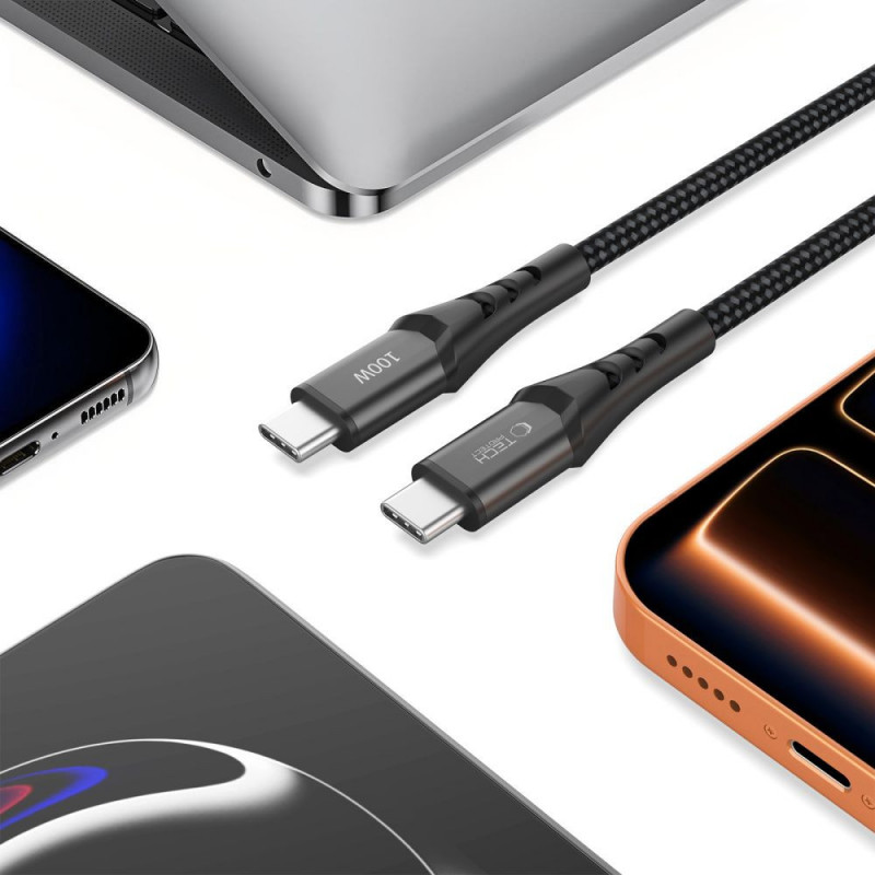 Tech-Protect UB11T Ultraboost USB-C / USB-C kabelis, PD 100W, 100 cm, melns