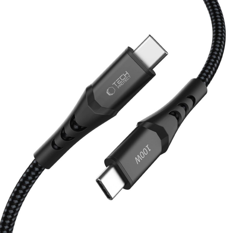 Tech-Protect UB11T Ultraboost USB-C / USB-C kabelis, PD 100W, 200 cm, melns