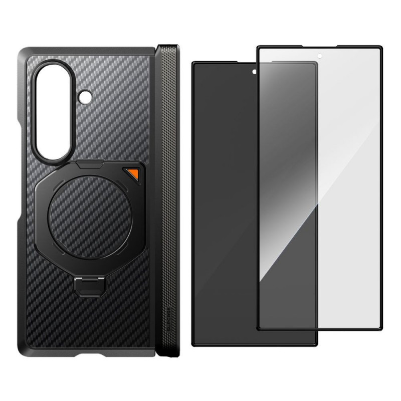 Supcase UB Aero MagSafe vāciņš Samsung Galaxy Z Fold 8 Ultra ar rūdīto stiklu un privātuma stiklu, Aramid Black
