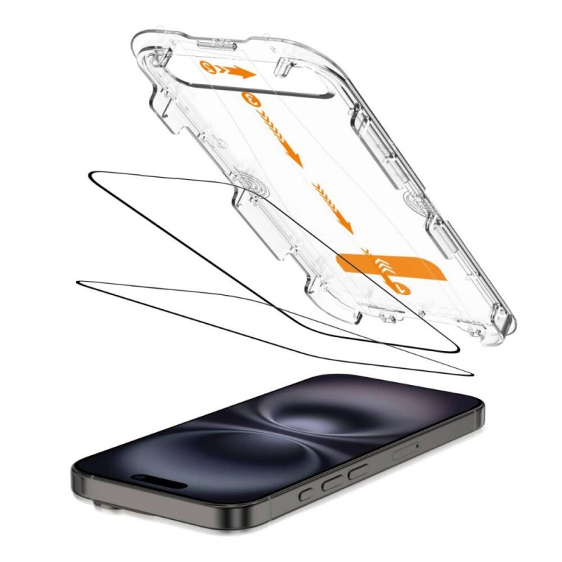 Tech-Protect Quick Set+ rūdītā stikla ekrāna aizsargs Apple iPhone 15 / 16, melns (2 gab.)