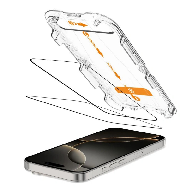 Tech-Protect Quick Set+ rūdītā stikla ekrāna aizsargs Apple iPhone 16 Pro, melns (2 gab.)