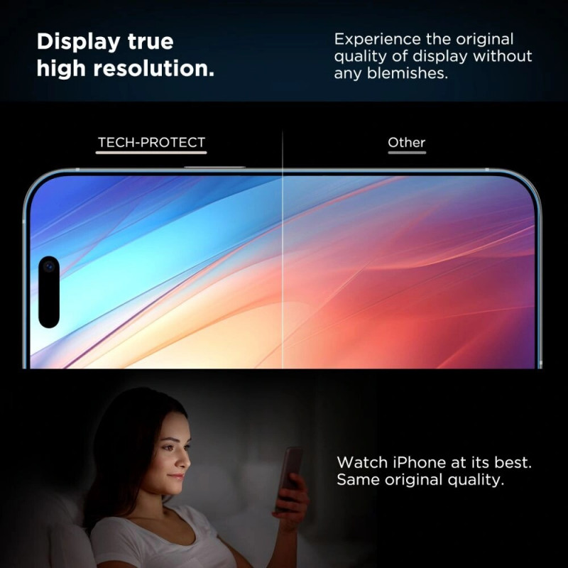 Tech-Protect Quick Set+ rūdītā stikla ekrāna aizsargs Apple iPhone 16 Pro, melns (2 gab.)