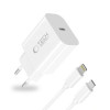 Tech-Protect NC20W 1 portu USB-C sienas lādētājs PD 20W ar Lightning kabeli, balts, 100 cm