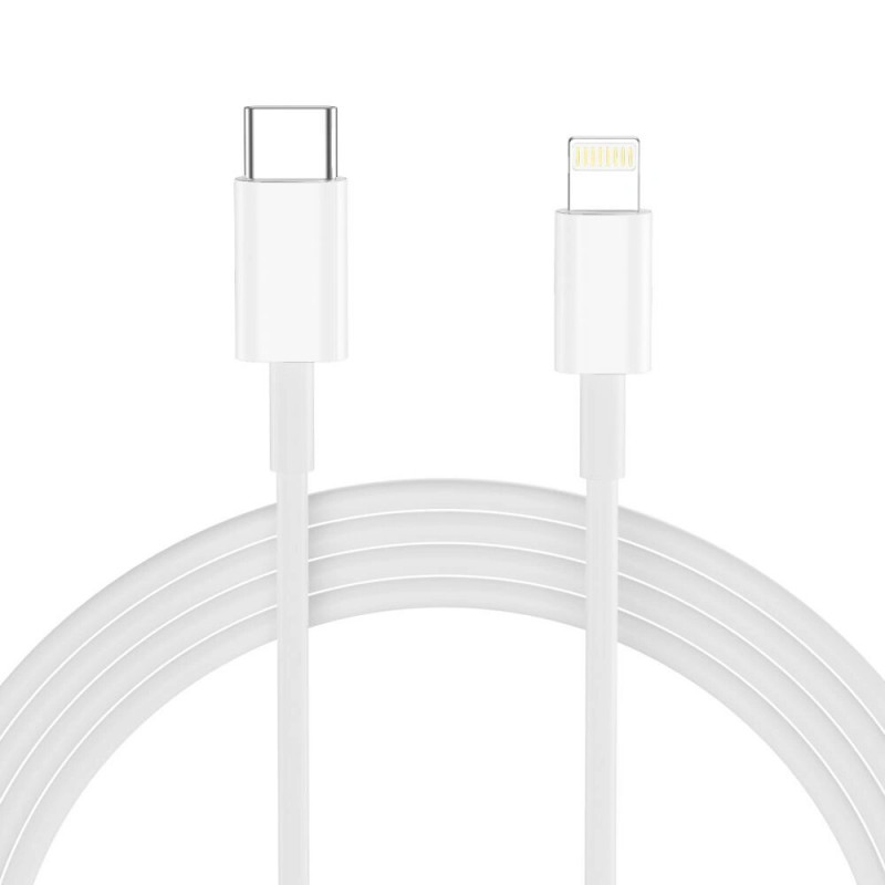 Tech-Protect NC20W 1 portu USB-C sienas lādētājs PD 20W ar Lightning kabeli, balts, 100 cm
