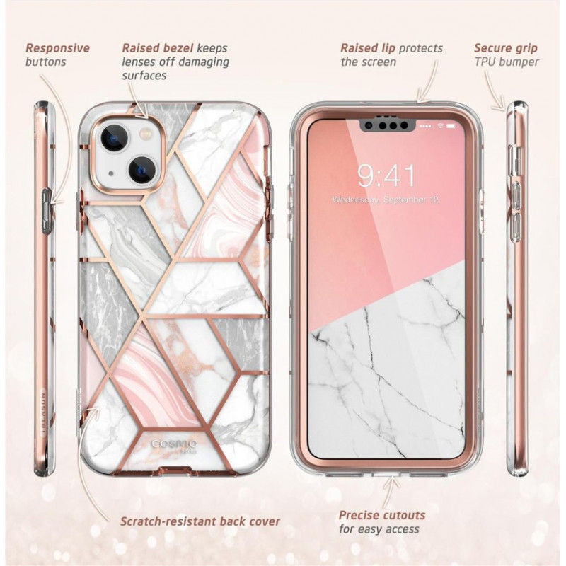 Supcase Cosmo vāciņš Apple iPhone 14 Plus / 15 Plus, Pink Marble