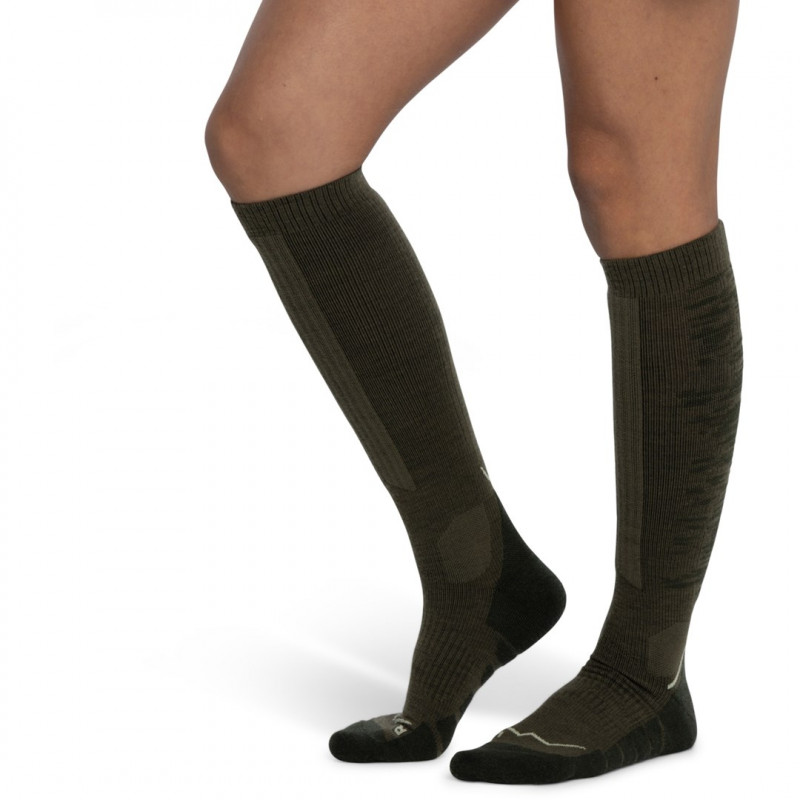 Buff Merino HW Over The Calf zeķes HWO2 Olive Green L