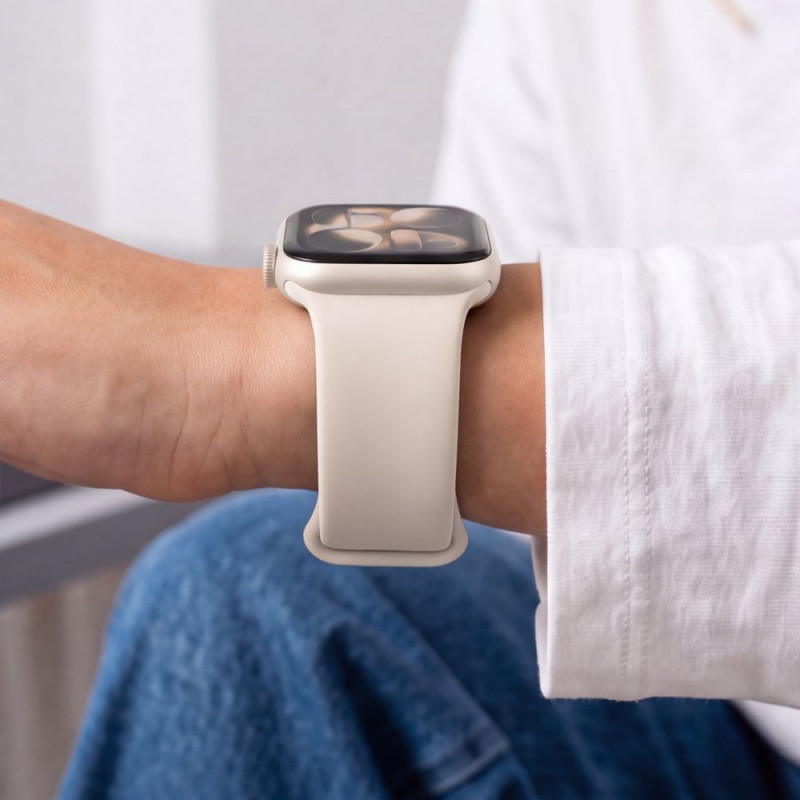 Tech-Protect silikona siksniņa Apple Watch 8 / 9 / 10 / 11 / 12 / SE / Ultra 44/45/46/49 mm, Starlight