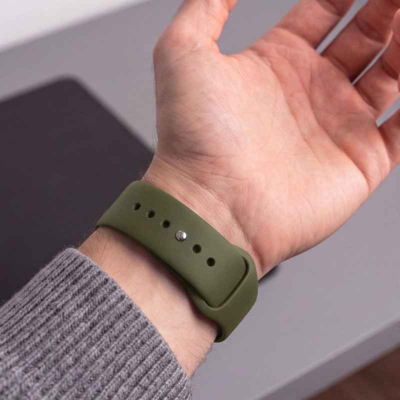 Tech-Protect silikona siksniņa Apple Watch 8 / 9 / 10 / 11 / 12 / SE / Ultra 44/45/46/49 mm, olīvu zaļa