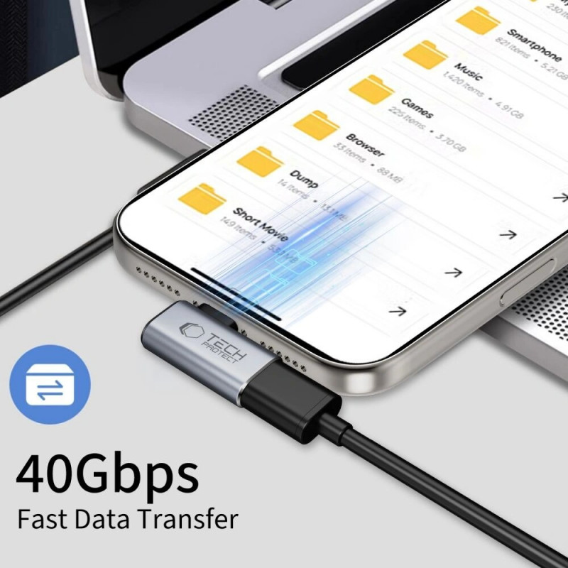 Tech-Protect UltraBoost AA01 leņķa adapteris USB-C, pelēks